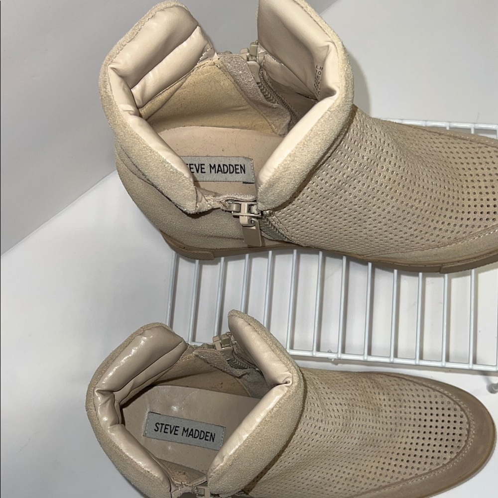 Steve Madden Beige Perforated High-Top Sneakers - Picture 2 of 7